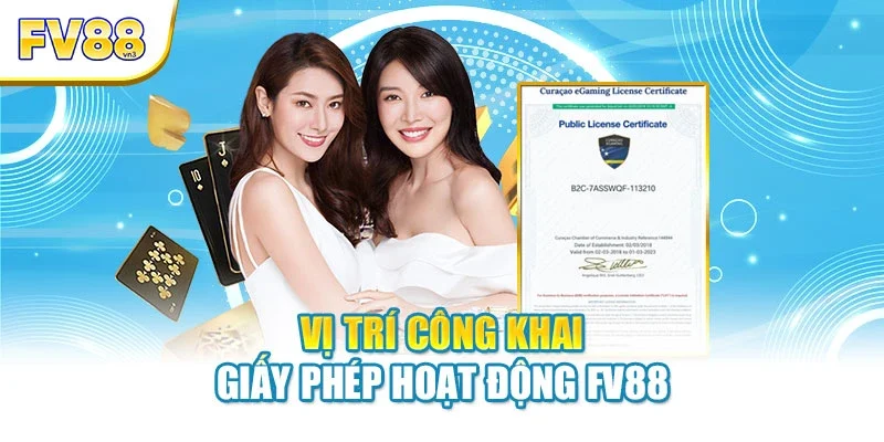 Vị trí công khai giấy phép hoạt động FV88
